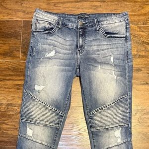 Fashion Nova distressed moto style jeans